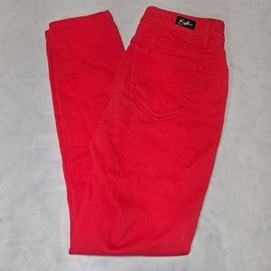 Earl Skinny Ankle Jeans Stretch Denim Women's Size 2 Red Zip-up 5-Pocket
